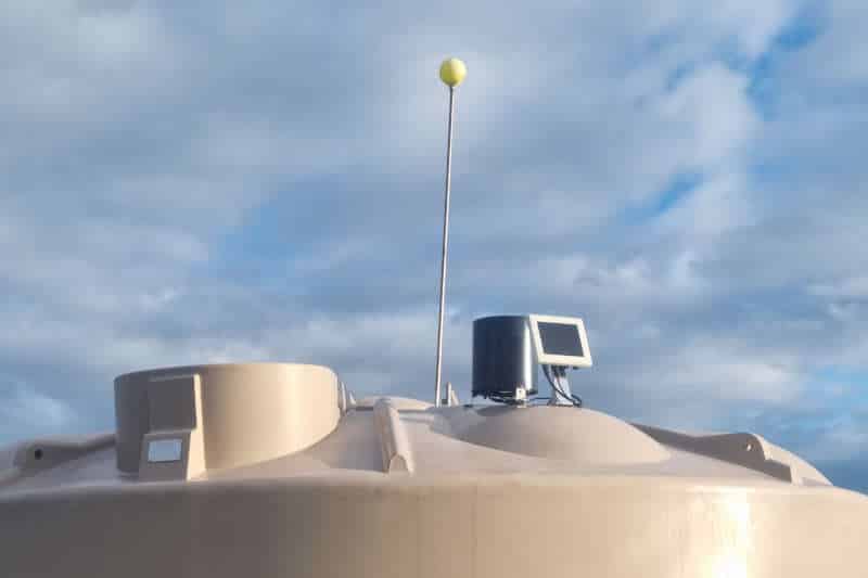 Photo of Tank Level and Rain Sensors Mounted on Tank. Some items shown may not be included in this product.